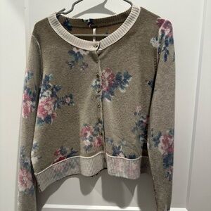 Free People Floral Cardigan - Green